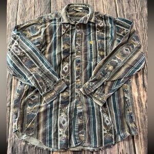 Vintage 90s Carhartt Aztec  Western Style Colors Adult XL Button Up